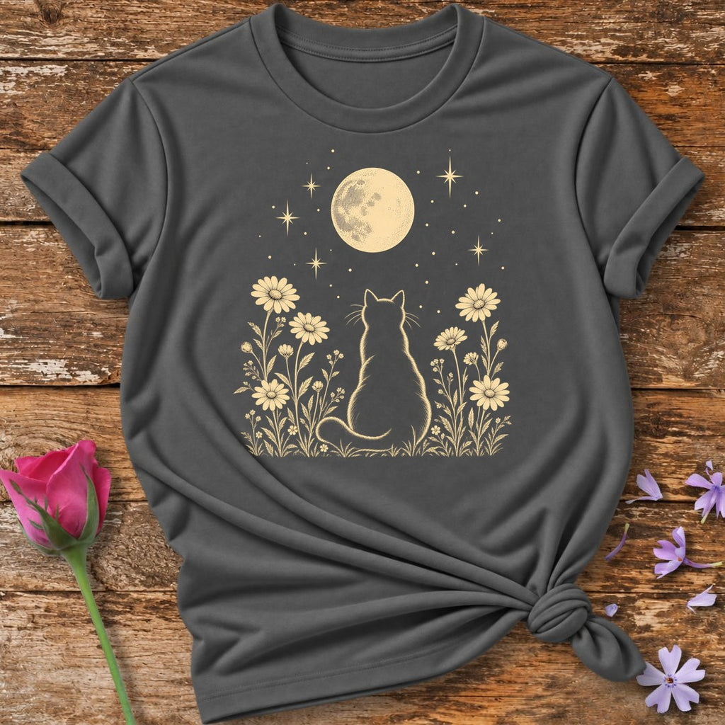 Moonlit Cat T-Shirt in Charcoal