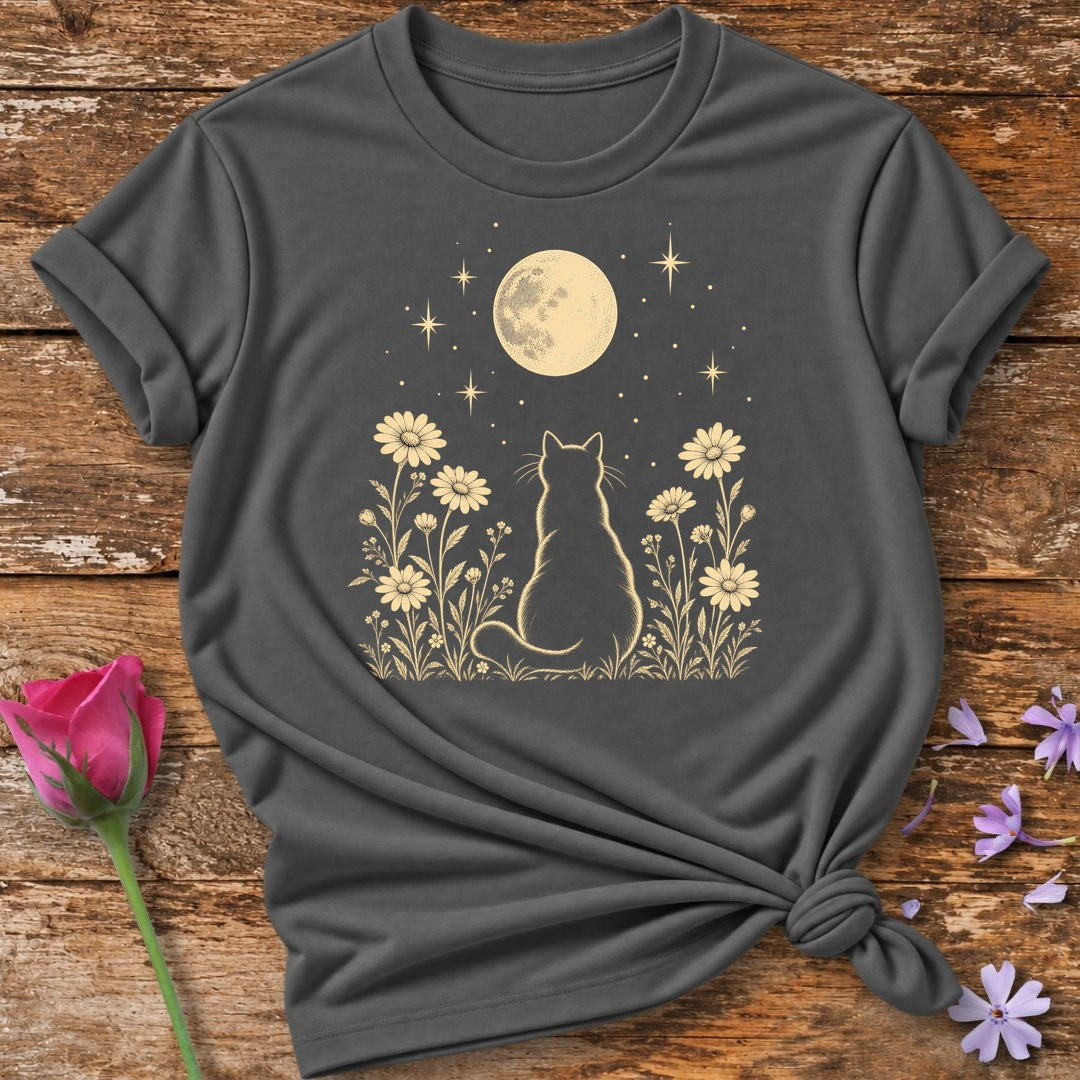 Moonlit Cat T-Shirt in Charcoal