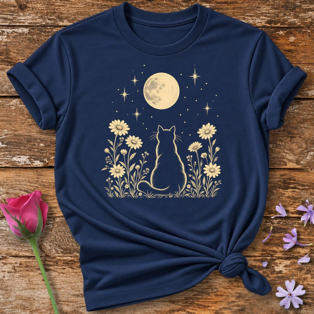 Moonlit Cat T-Shirt in Navy