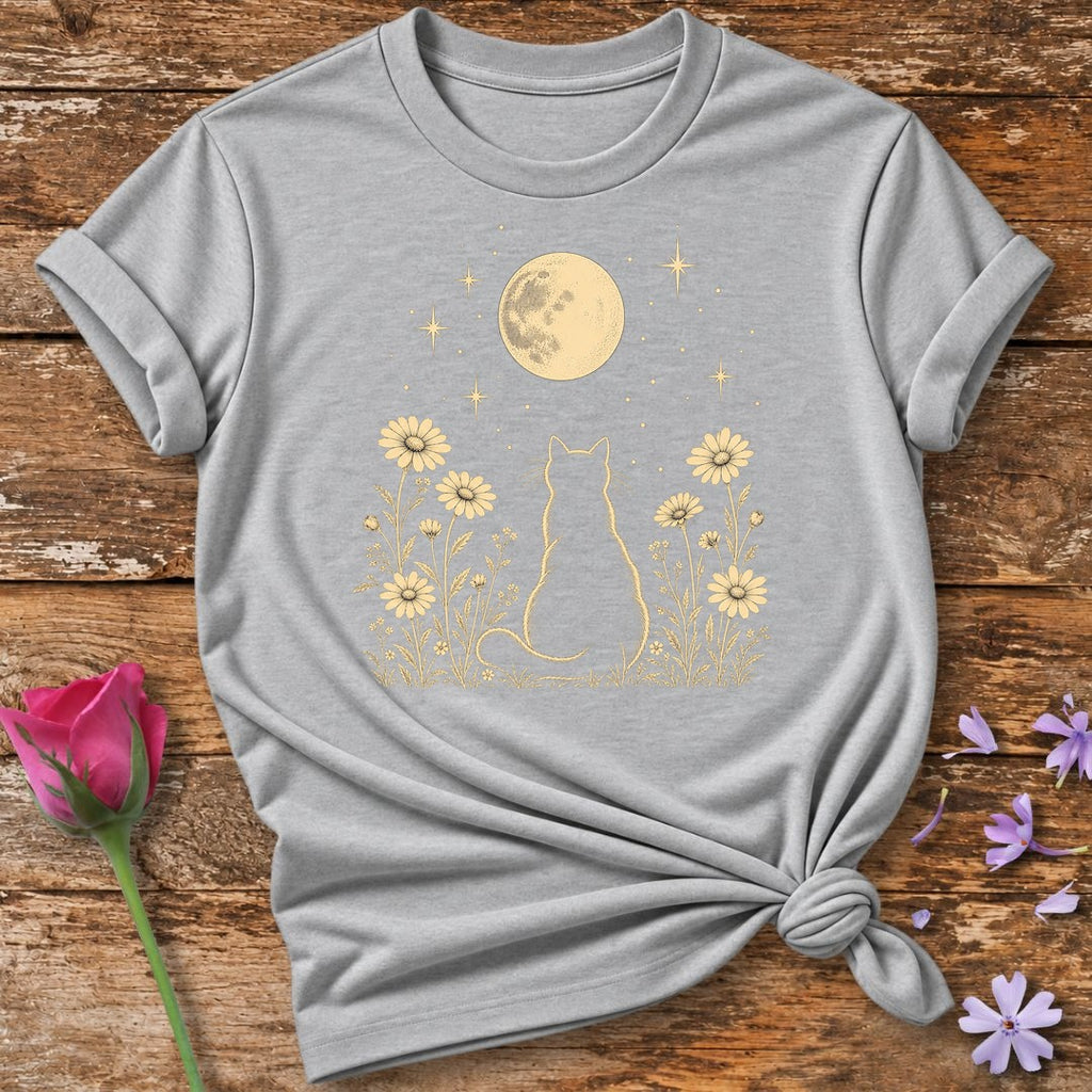 Moonlit Cat T-Shirt in Sport Grey