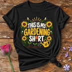 This Is My Gardening Shirt — Flat Vector Sunflower T-Shirt for Women in Black