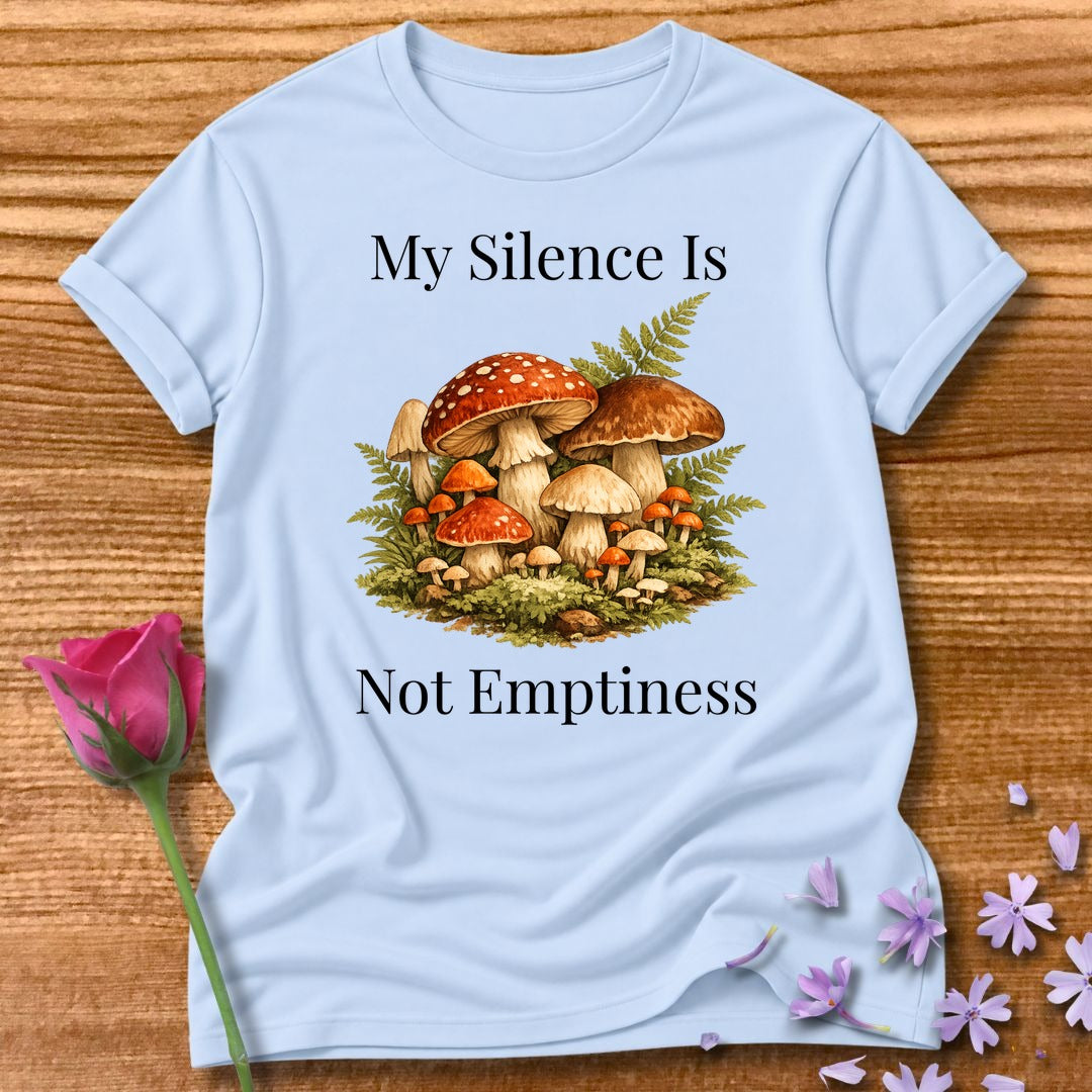 My Silence Is Not Emptiness — Mushroom Forest Botanical in Light Blue