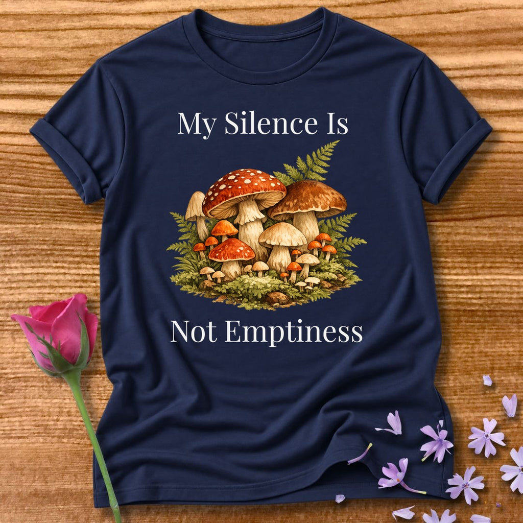 My Silence Is Not Emptiness — Mushroom Forest Botanical in Navy