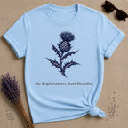 No Explanation. Just Results. — Thistle Botanical T-Shirt for Women in Light Blue