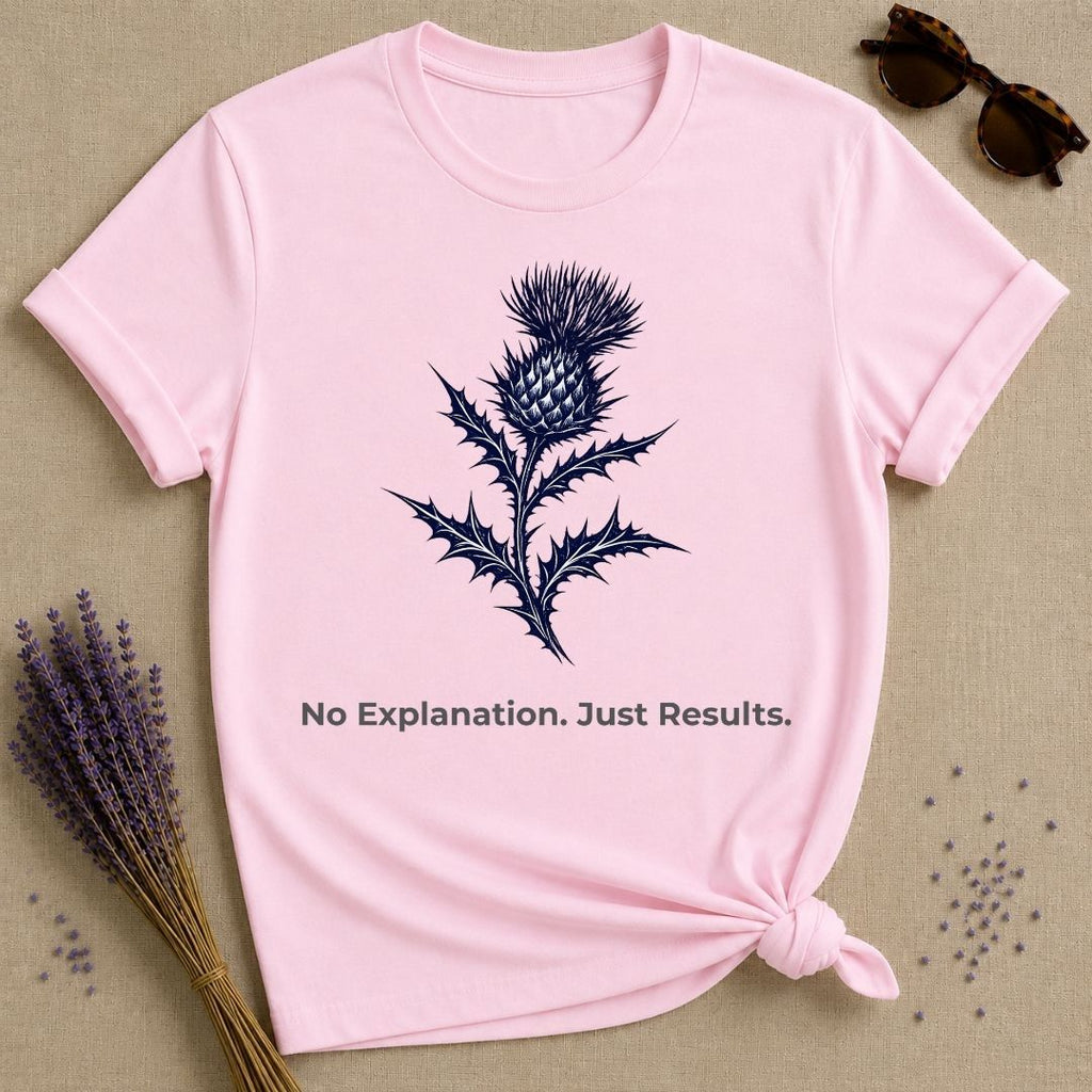 No Explanation. Just Results. — Thistle Botanical T-Shirt for Women in Light Pink