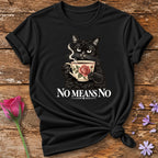 No Means No — Grumpy Cat Floral Teacup T-Shirt for Women in Black
