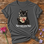 No Means No — Grumpy Cat Floral Teacup T-Shirt for Women in Charcoal