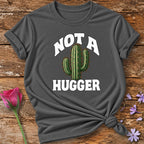 Not A Hugger — Cactus Humor Graphic T-Shirt for Women in Charcoal