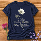 Not Every Battle Was Visible - Floral Graphic Tee for Women in Navy