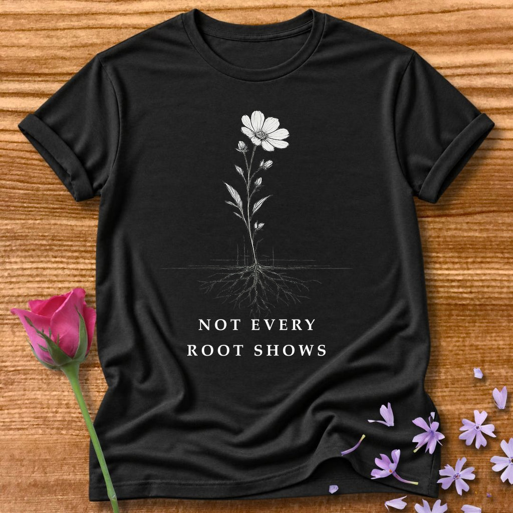 Not Every Root Shows — Vintage Botanical Wildflower in Black