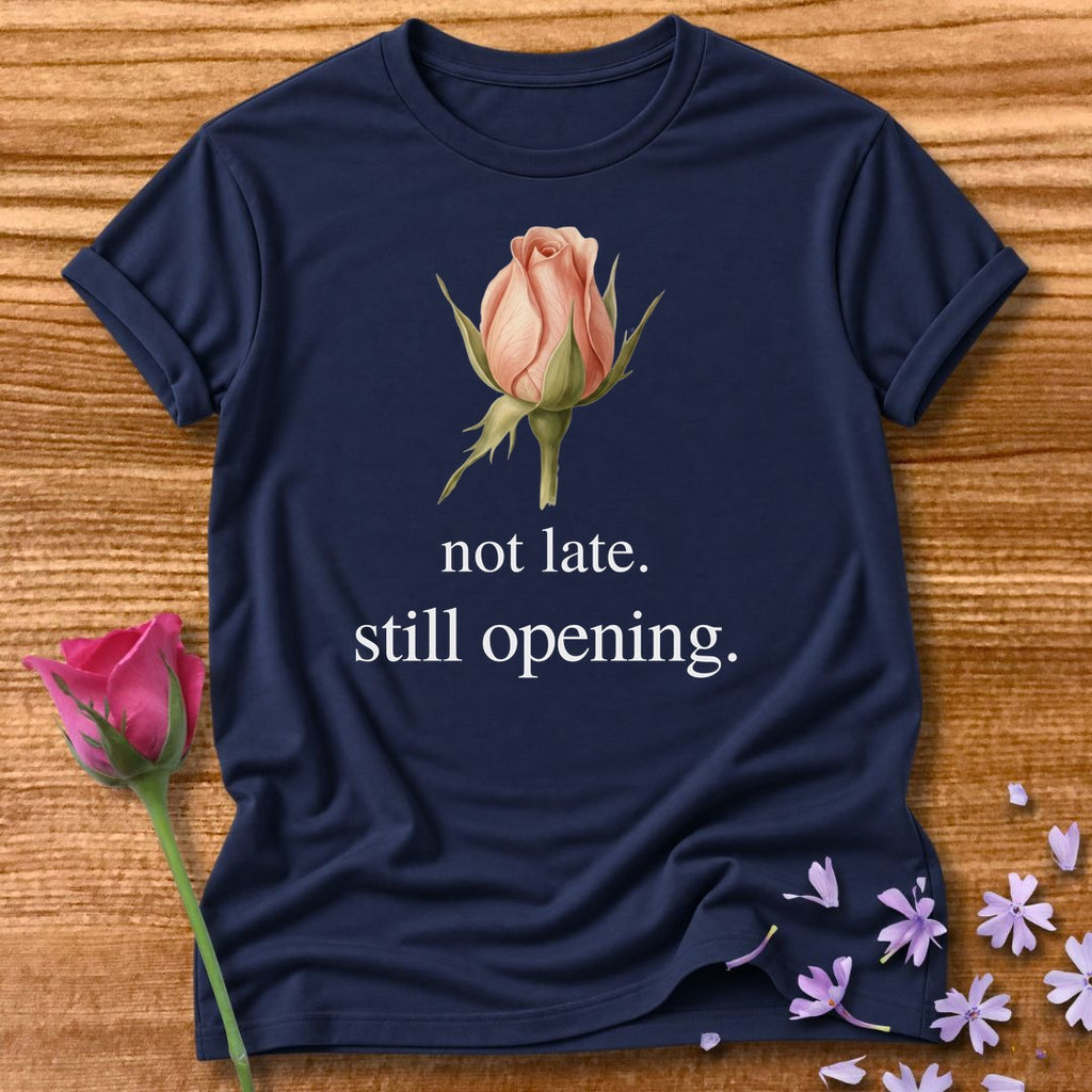 Not Late. Still Opening — Botanical Growth in Navy