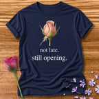 Not Late. Still Opening — Botanical Growth in Navy