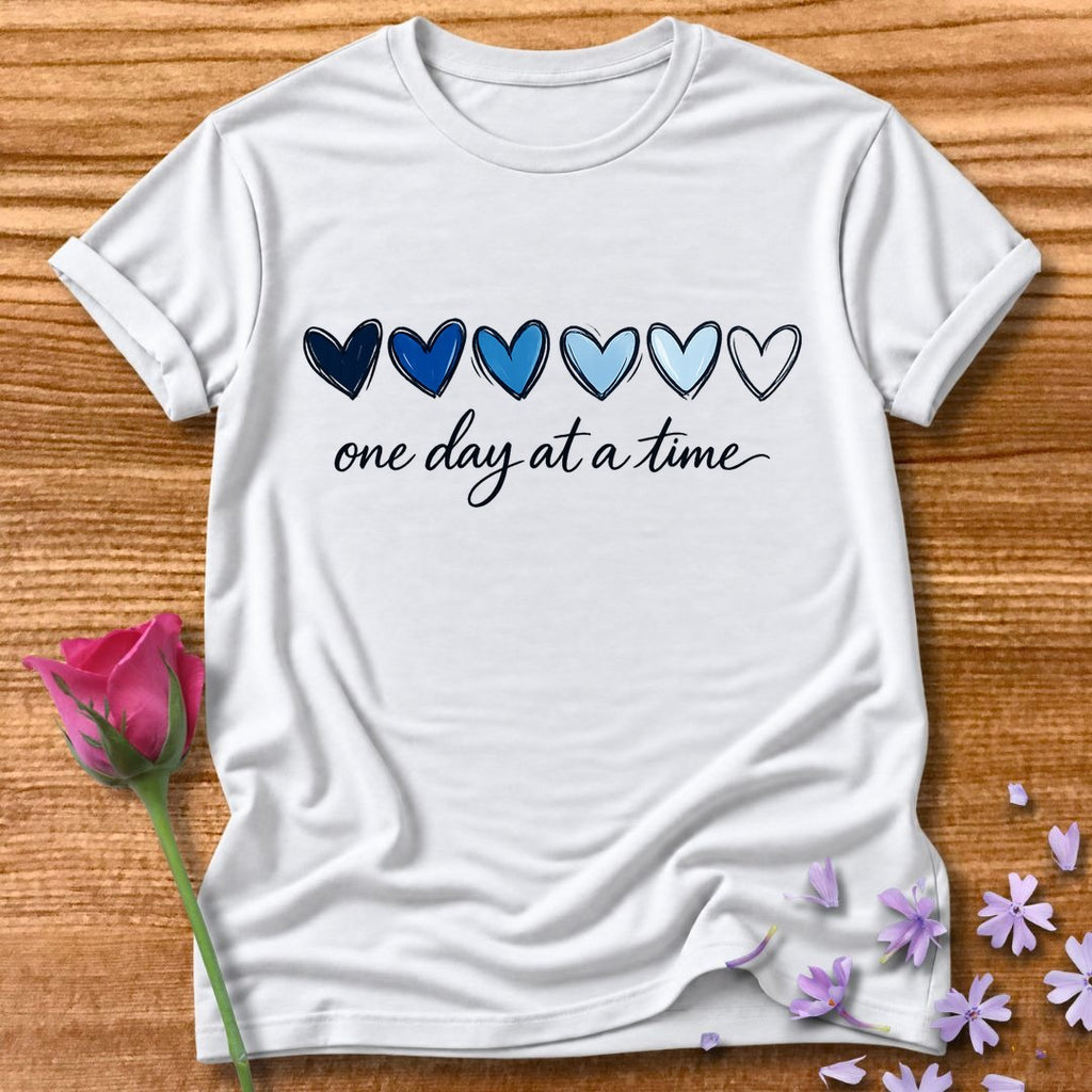 One Day at a Time — Watercolor Heart Gradient in White