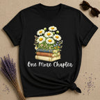 One More Chapter — Books and Wildflowers Botanical T-Shirt for Women in Black