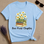 One More Chapter — Books and Wildflowers Botanical T-Shirt for Women in Light Blue