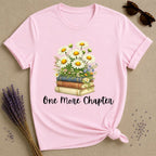 One More Chapter — Books and Wildflowers Botanical T-Shirt for Women in Light Pink