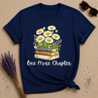 One More Chapter — Books and Wildflowers Botanical T-Shirt for Women in Navy