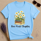 One More Chapter — Books and Wildflowers Botanical T-Shirt for Women in Sky