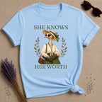 Ostrich She Knows Her Worth T-Shirt - Light Blue