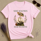 Ostrich She Knows Her Worth T-Shirt - Light Pink