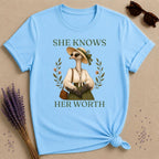 Ostrich She Knows Her Worth T-Shirt - Sky