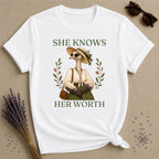 Ostrich She Knows Her Worth T-Shirt - White