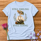 Ostrich — Still Smiling Still Going Vintage Aesthetic Animal in Light Blue