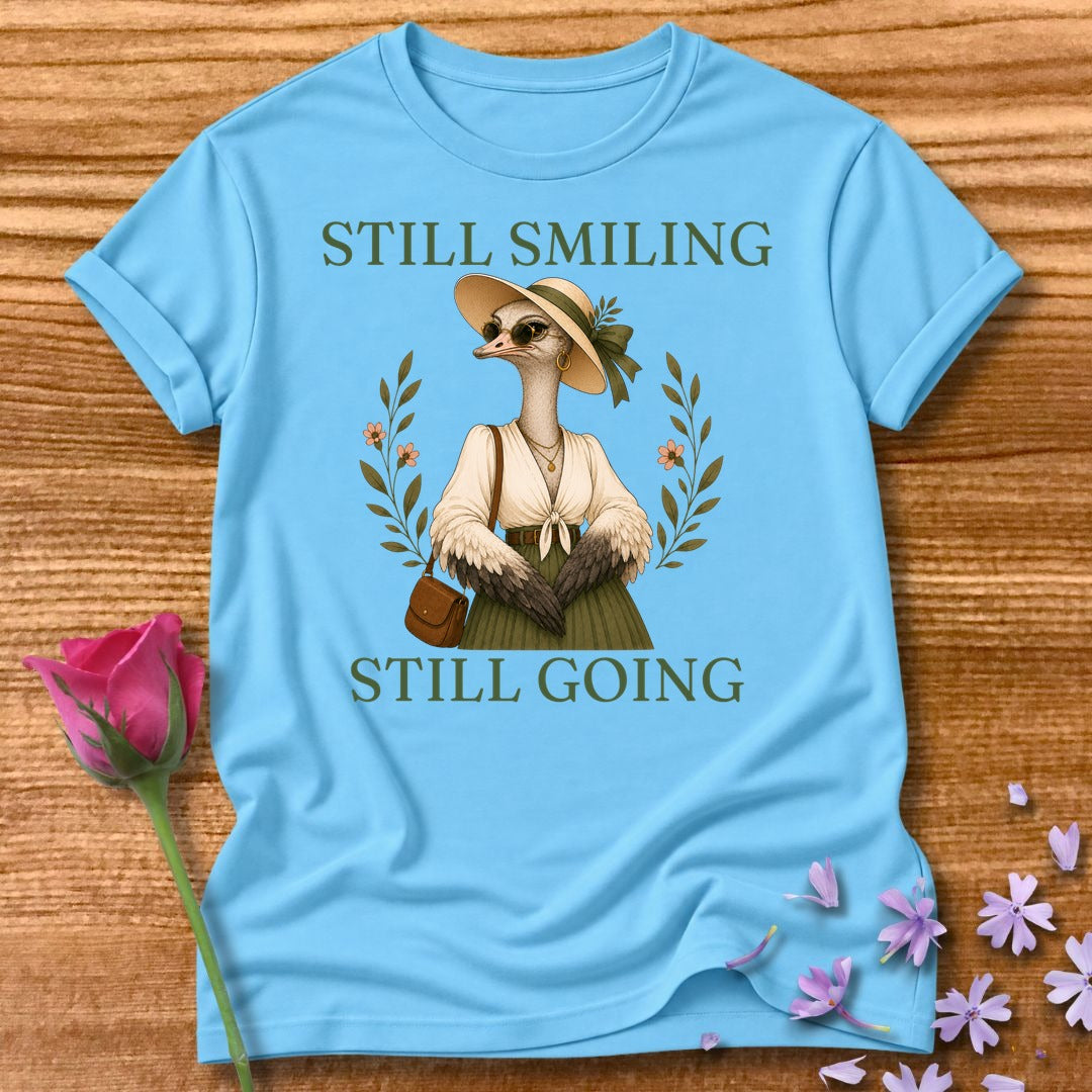 Ostrich — Still Smiling Still Going Vintage Aesthetic Animal in Sky
