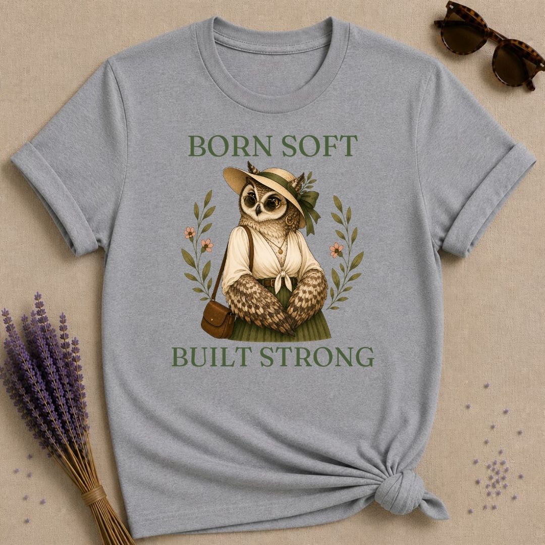 Owl Born Soft Built Strong T-Shirt - Sport Grey
