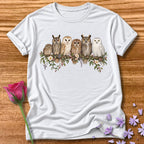 Owl Family — Watercolor Field Guide T-Shirt for Women in White
