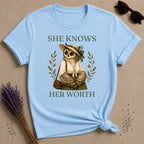 Owl She Knows Her Worth T-Shirt - Light Blue