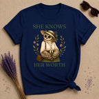 Owl She Knows Her Worth T-Shirt - Navy