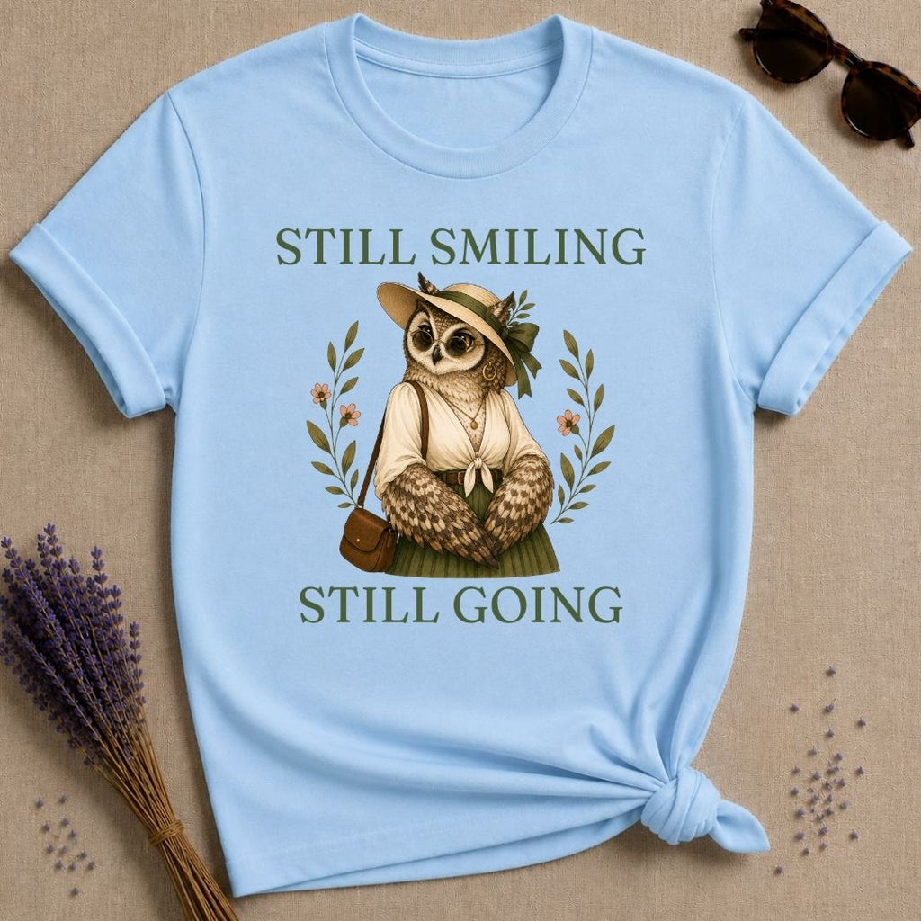 owl still smiling still going