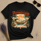 Permission to Do Nothing — Vintage Travel Poster Cat T-Shirt for Women in Black