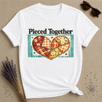 Pieced Together — Patchwork Heart Botanical T-Shirt for Women in White