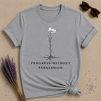Progress Without Permission — Wildflower Botanical Growth T-Shirt for Women — Sport Grey
