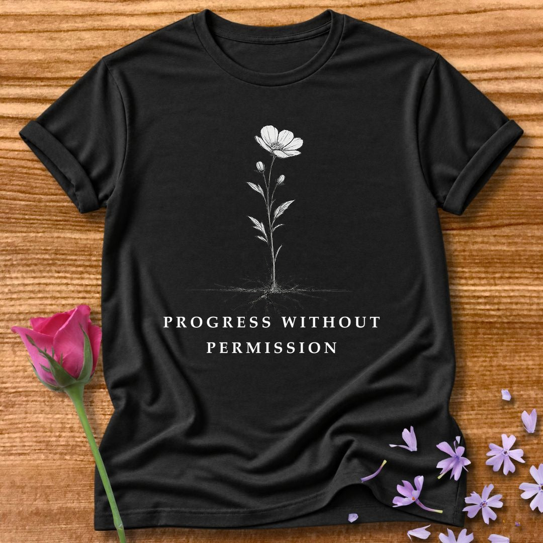 Progress Without Permission — Wildflower Botanical Growth in Black