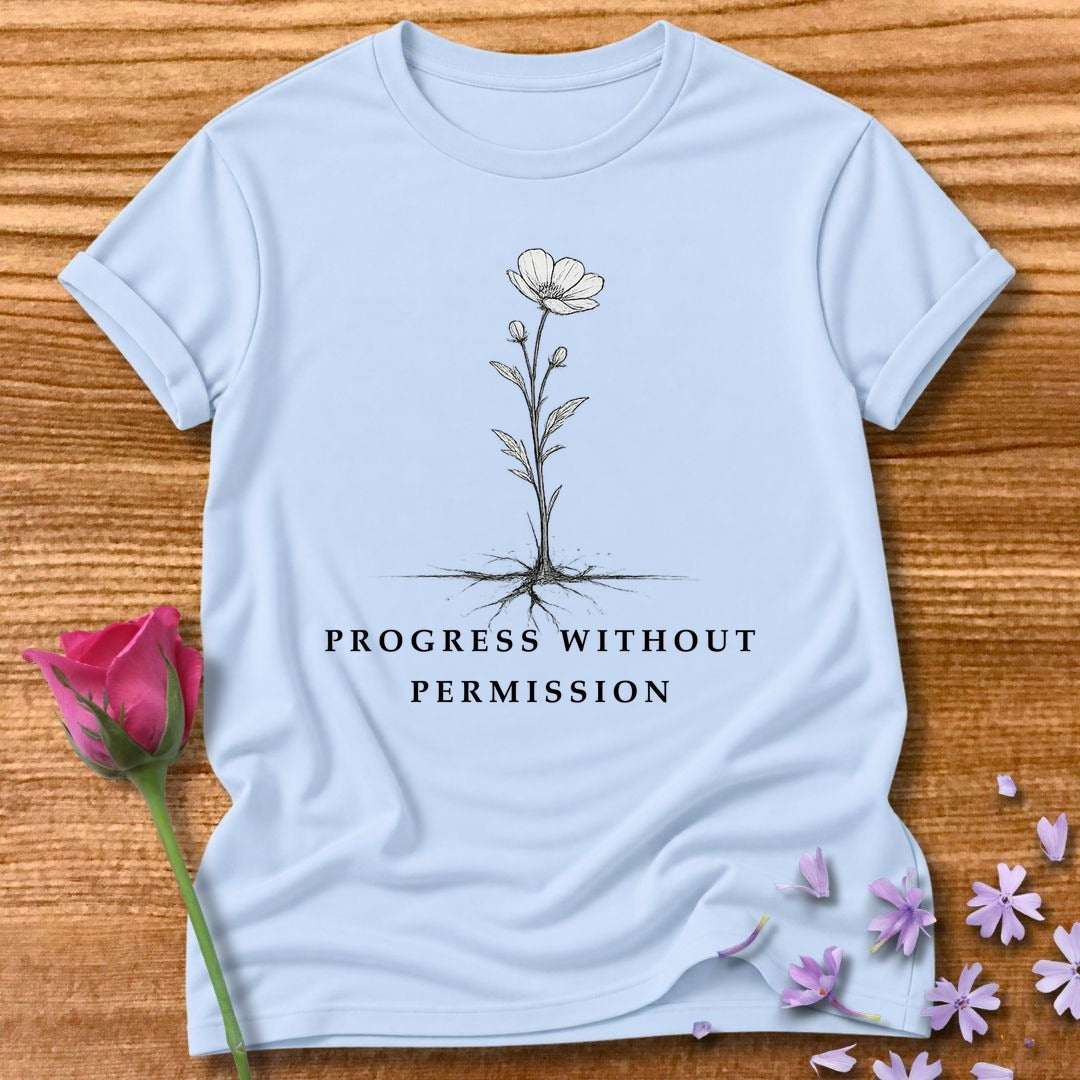 Progress Without Permission — Wildflower Botanical Growth in Light Blue