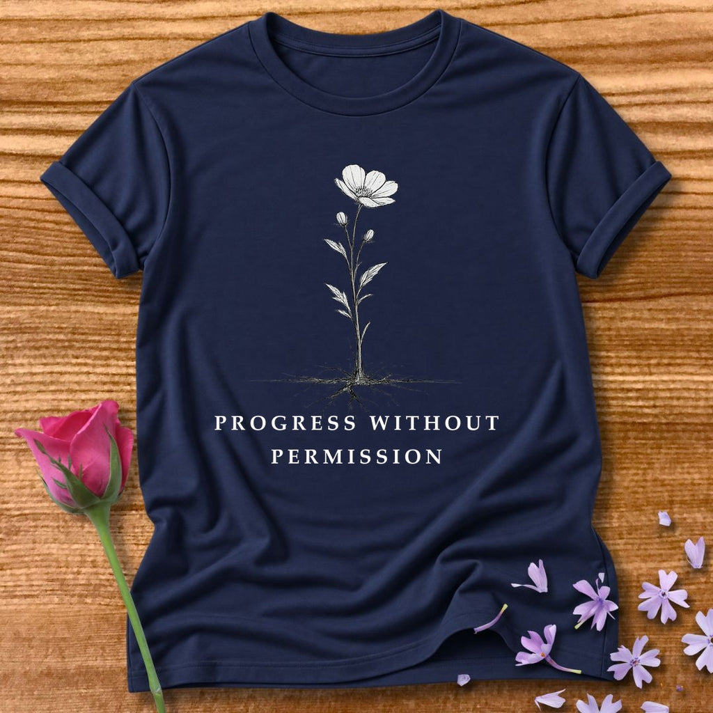 Progress Without Permission — Wildflower Botanical Growth in Navy