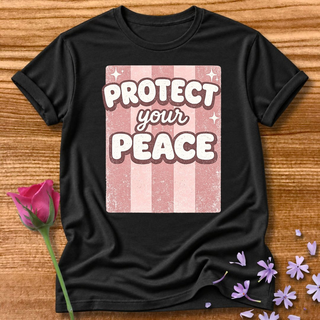 Protect Your Peace — Pink Stripe Bubble Typography in Black