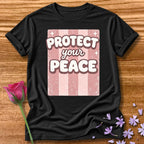 Protect Your Peace — Pink Stripe Bubble Typography in Black