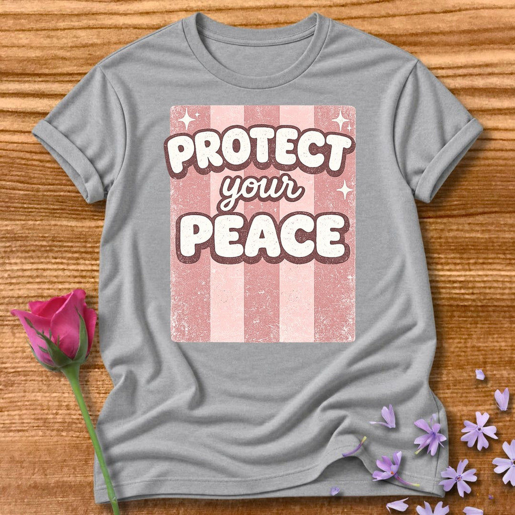 Protect Your Peace — Pink Stripe Bubble Typography in Sport Grey