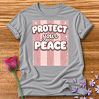 Protect Your Peace — Pink Stripe Bubble Typography in Sport Grey