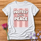 Protect Your Peace — Pink Stripe Bubble Typography in White