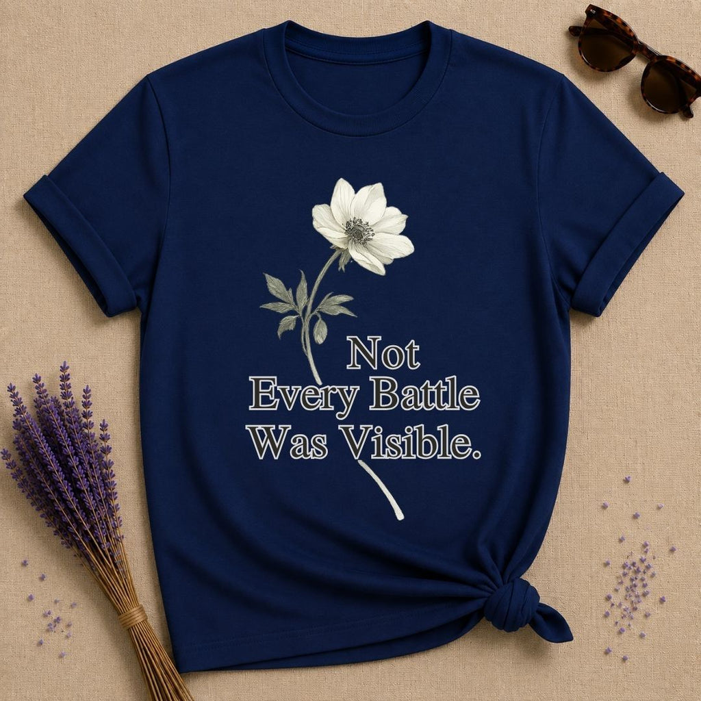 Not Every Battle Was Visible - Floral Graphic Tee for Women