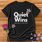 Quiet Wins Your Peace Is the Prize — Minimalist Floral in Black