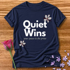 Quiet Wins Your Peace Is the Prize — Minimalist Floral in Navy