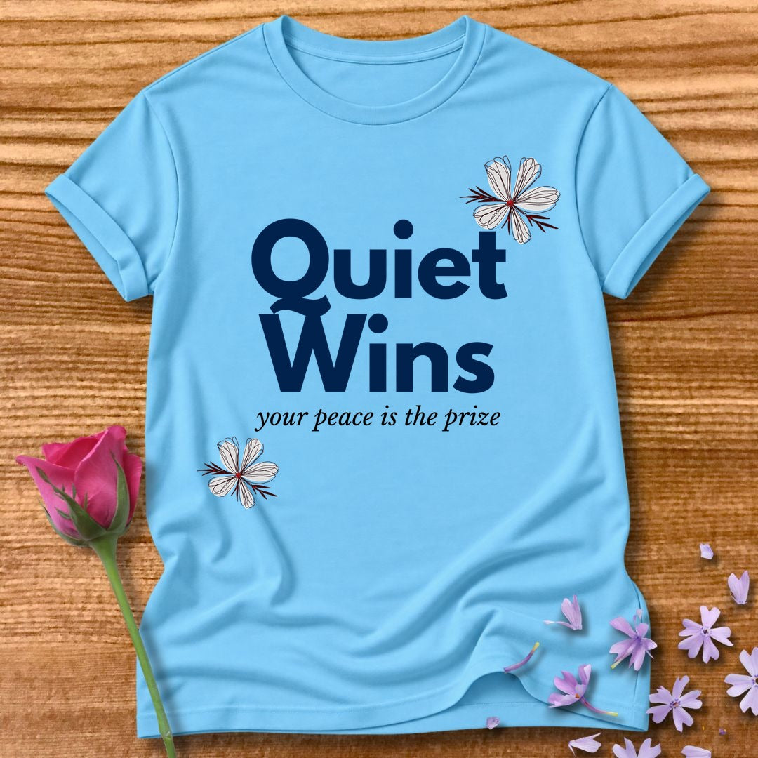 Quiet Wins Your Peace Is the Prize — Minimalist Floral in Sky