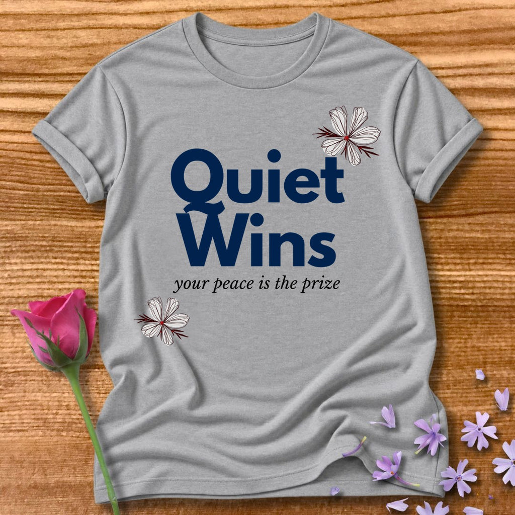 Quiet Wins Your Peace Is the Prize — Minimalist Floral in Sport Grey