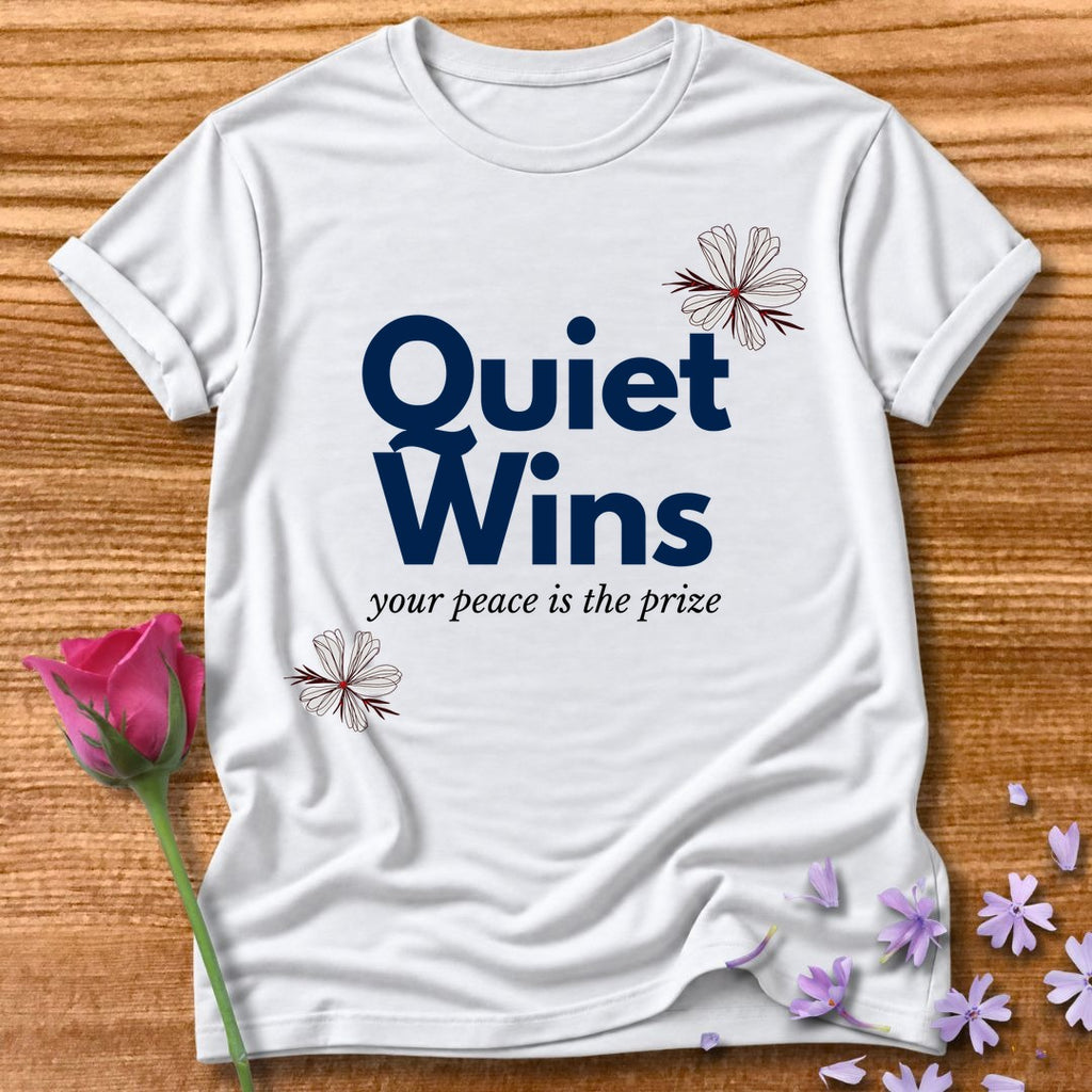 Quiet Wins Your Peace Is the Prize — Minimalist Floral in White